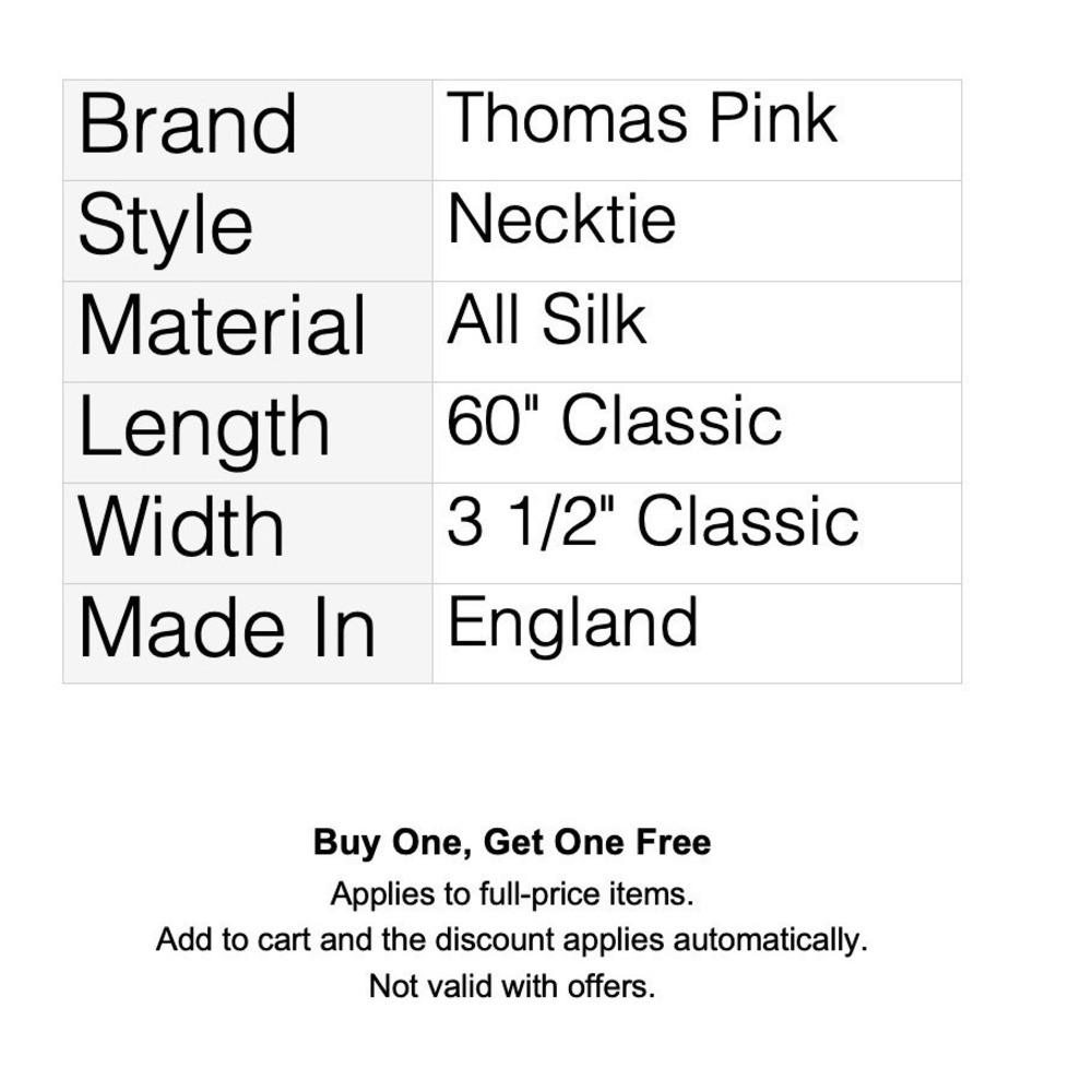Thomas Pink Men's 100% Silk Necktie England Designer Yellow Gold Herringbone - Picture 5 of 7